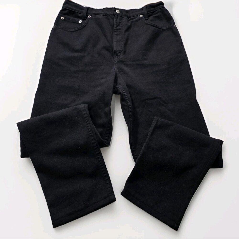 Simon Chang Jeans Women 14 Black High Rise Cotton Denim Canada Made Straight Leg - Picture 10 of 16